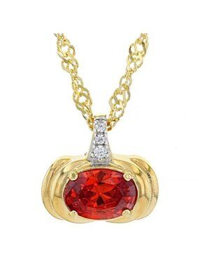 Bella Luce Orange Sapphire White Diamond Gold Plated Sterling Silver Necklace
